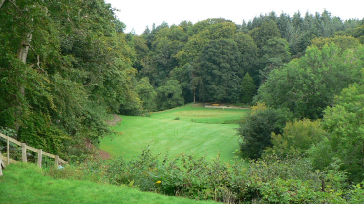 The Par 3 5th, the signature hole of Glencorse Golf Club