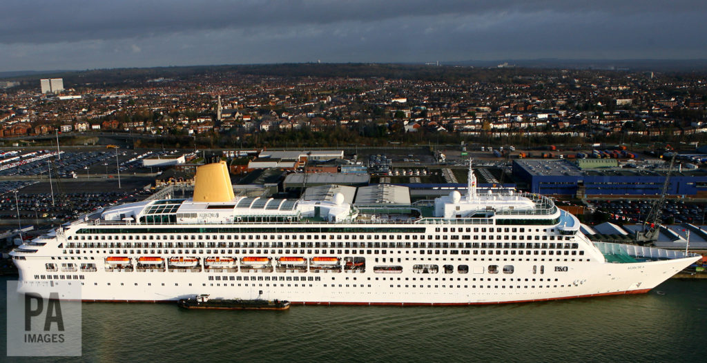 A general view of the P&O Cruise Liner 'Aurora' in Southampton Docks, Hampshire.