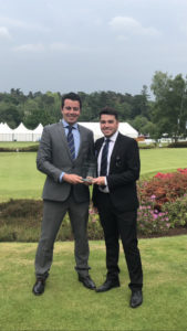 David McNicholas and Dane Duffin, recipients of the Golf Foundation 'Laddie Lucas' award at Wentworth Golf Club