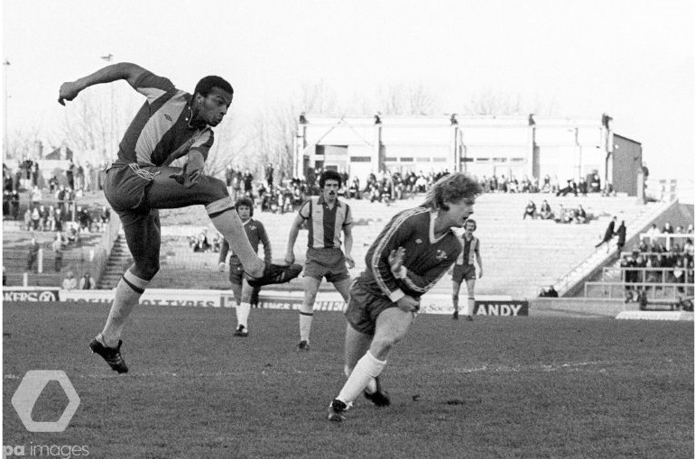 The iconic Cyrille Regis, in action for WBA at Chelsea in 1978