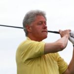 Former US President Bill Clinton playing at Ballybunion, Ireland, a few weeks before his visit to Harrogate, England