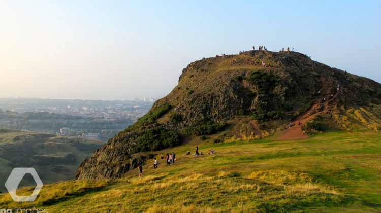 A view of the extinct volcano Arthurs Seat in Holyrood Park, Edinburgh