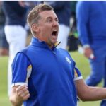 Iconic Image of Ian Poulter celebrating Europe's victory at the 2018 Ryder Cup