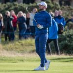 A shot of Justin Timberlake playing at the 2019 Dunhill Links, where he partnered Justin Rose