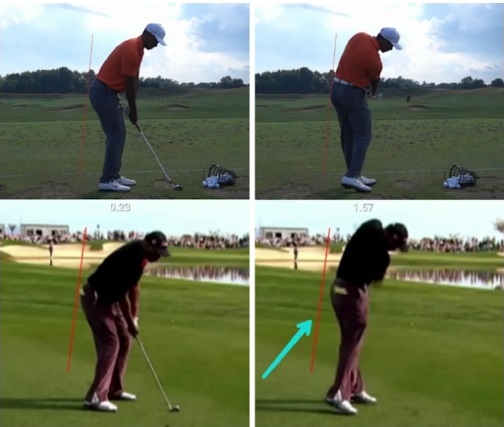 An illustration on how Samuel L Jackson points the club in relation to his shoulder and the modification required