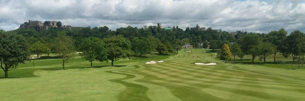 A view of the 18th against a backdrop of the historic Stirling Castle, by kind permission of Stirling Golf Club