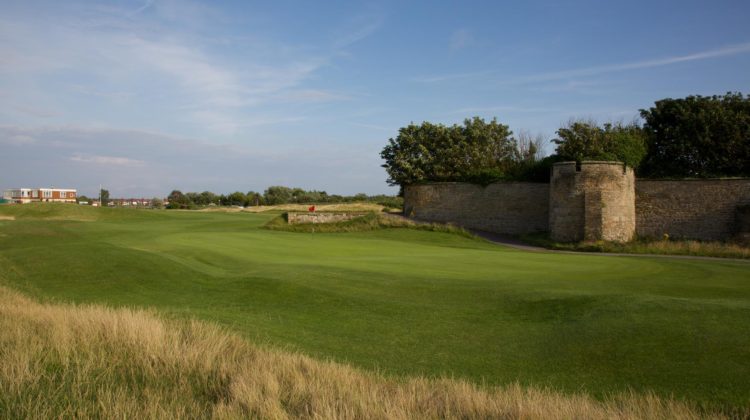 A view of Leasowe Golf Course bordered by the historic walls, by kind permission of Leasowe Golf Club