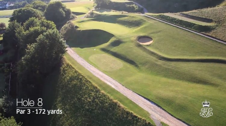 An aerial view of the stunning Par 3 8th (Devonshire Course), by kind permission of Royal Eastbourne Golf Club