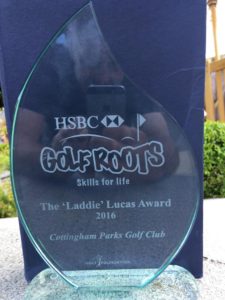 A photo of the Golf Foundation 'Laddie Lucas' Award, by kind permission of Cottingham Parks Golf & Leisure Club