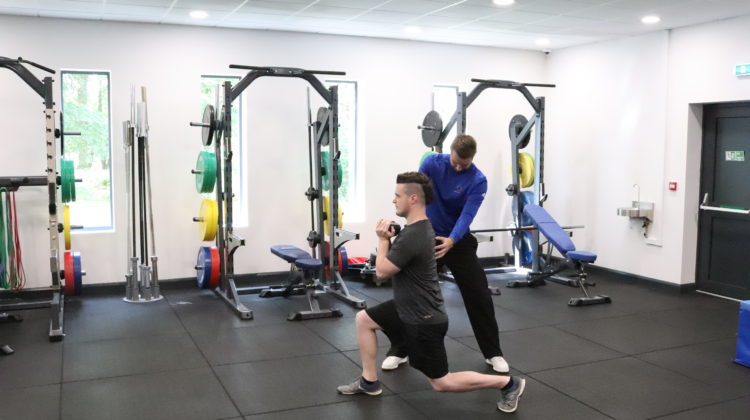Sam Vickers coaching one of his clients in the gym...Photo by kind permission of SV Golf Performance