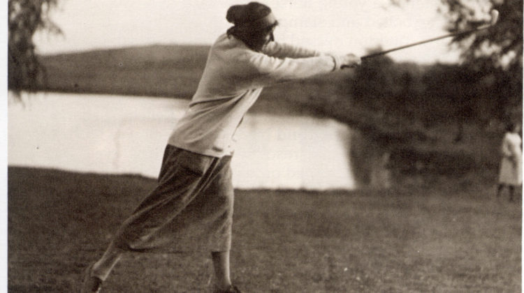A photo of Cecil Leitch, still playing in the post (second world war) years, by kind permission of the Women Golfers' Museum