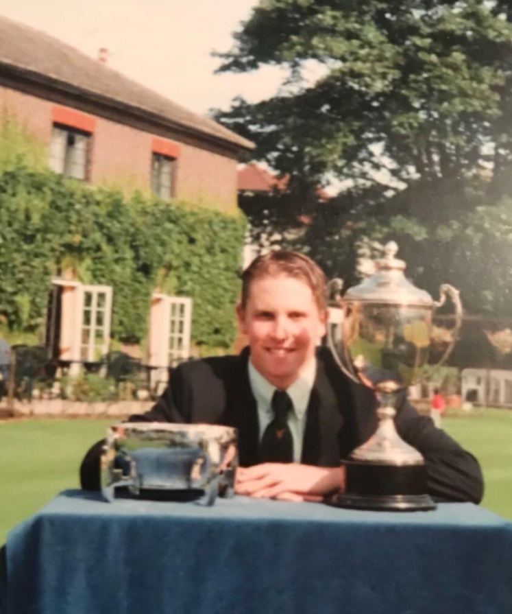 A photo of Danny Heard with the Essex Foursomes and the Wanstead Golf Club Champion Trophies...by kind permission of Danny Heard
