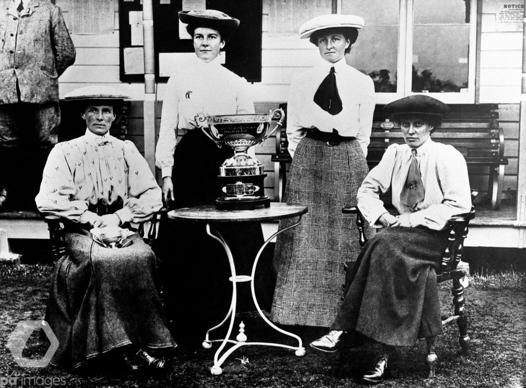 A photo of the semi-finalists at the 1906 British Ladies Amateur Championship...from left to right - Mrs Alice Kennion, Miss Dorothy Campbell, Mrs Sumpter, Miss Bertha Thompson