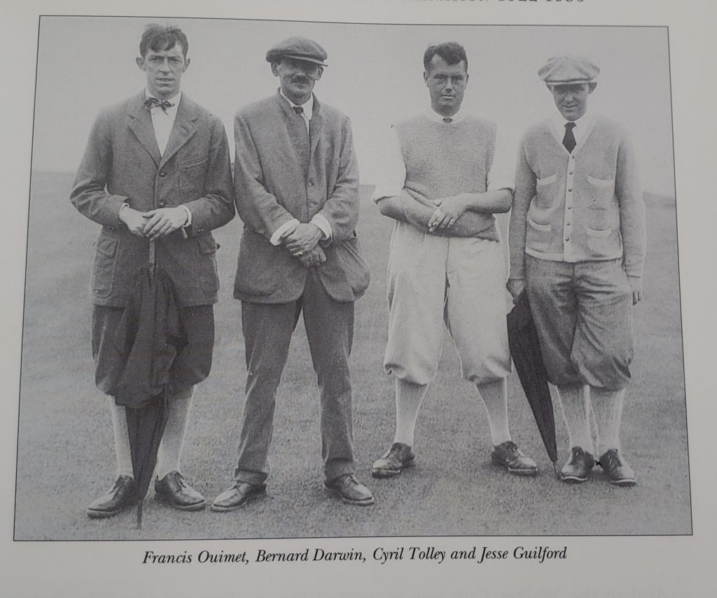A photo of players Francis Ouimet, Bernard Darwin, Cyril Tolley and Jesse Guilford, by kind permission of Peter Shaerf