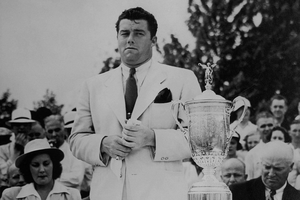 A photo of Lawson Little after being presented with the U.S. Open Trophy, by kind permission of Canterbury Golf Club, Cleveland, Ohio