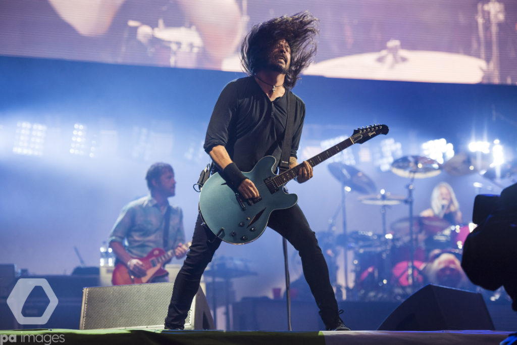 Dave Grohl of the Foo Fighters performing on the Pyramid Stage during the Glastonbury Festival at Worthy Farm in Pilton, Somerset. Picture date: Saturday, June 24th 2017. Photo credit: Matt Crossick/ EMPICS Entertainment.