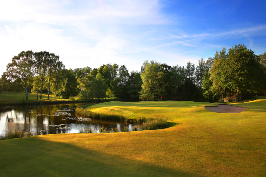 A view of the green at the Par 4 17th 'Signature' Hole, by kind permission of Little Aston Golf Club