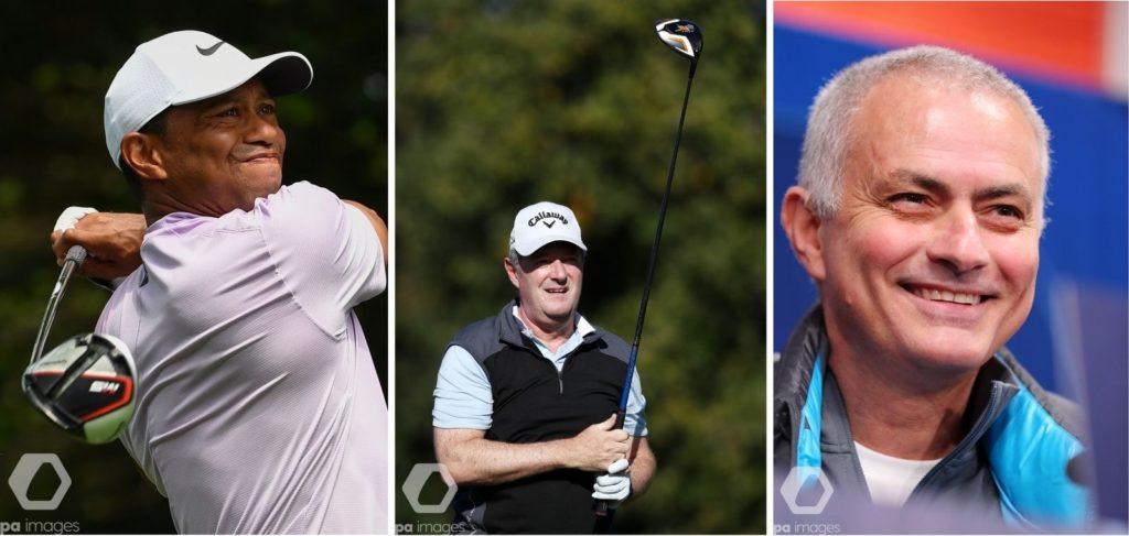 A collage of Tiger Woods, Piers Morgan and José Mourinho...selected by Thomas for his Fantasy Fourball