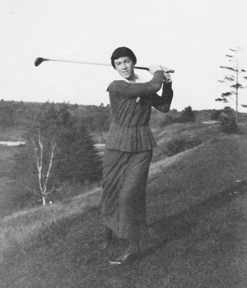 A photograph of Ada Mackenzie on the hill overlooking the valley part of Mississaugua Golf Course, by kind permission of Mississaugua Golf and Country Club