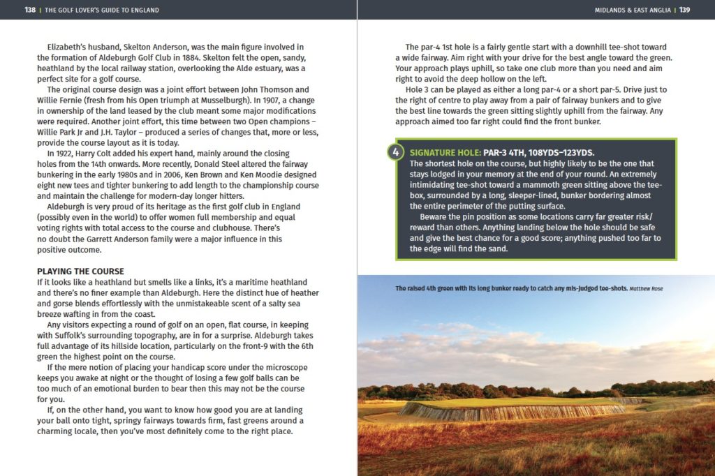 An extract from the chapter about Aldeburgh Golf Club in 'The Golf Lover's Guide to England', kindly supplied by Michael Whitehead