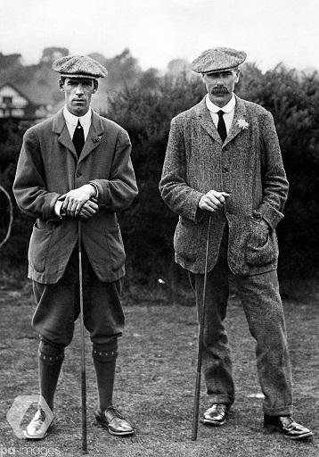 James Braid (on the right) pictured with George Duncan at Prestwick Golf Club in 1908...when Braid won the 4th of his 5 Open Championships