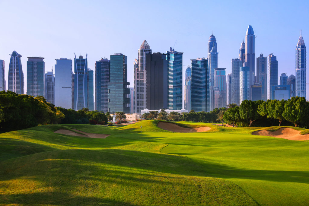 A view of the Par 4 1st Hole, by kind permission of EMAAR / Montgomerie Golf Club Dubai