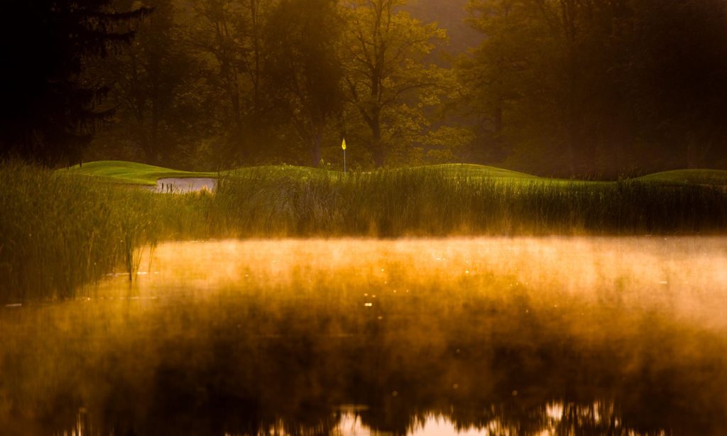 A photograph of 'Steam Fog' rising from a pond, by kind permission of the Ladies' Golf Club of Toronto