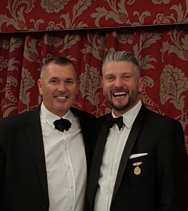 Photograph of Terry Mundy and Paul Hemlin at the Captain's Dinner, by kind permission of Paul Hemlin