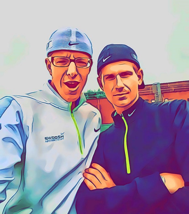 An animated drawing of Thomas Devine and Phil Akers, by kind permission of the Junior Golf Guys