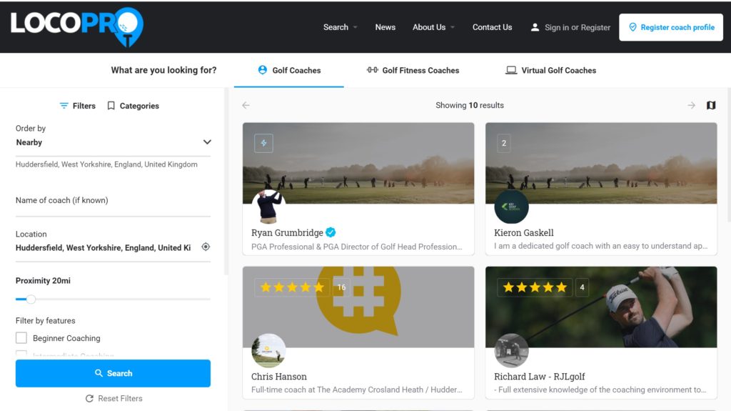 An example of search results returned from a basic query, by kind permission of LocoPro