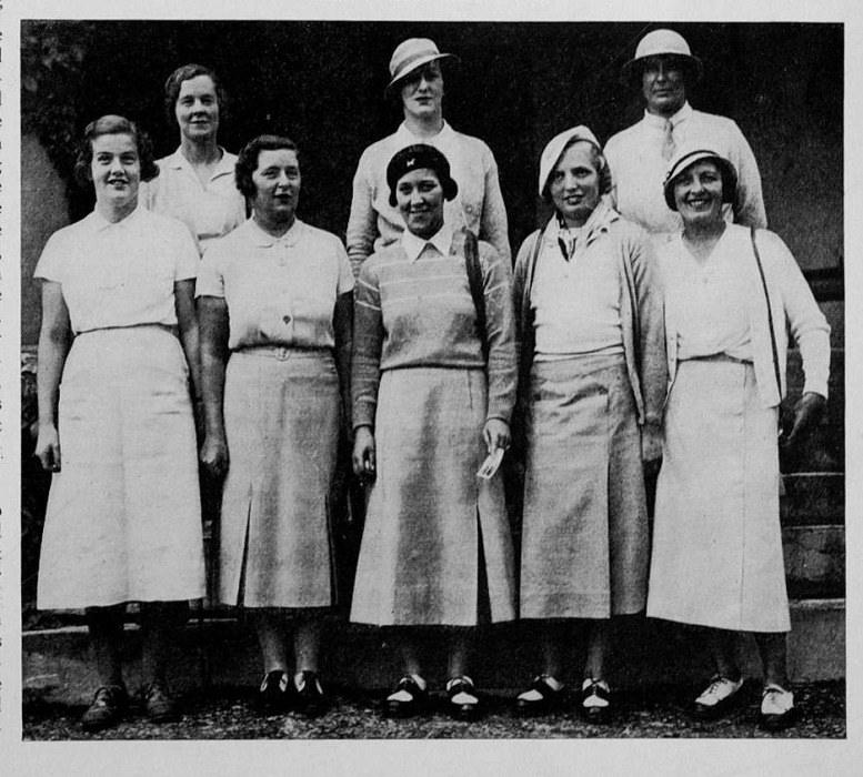 Great Britain Team - back row from left to right...Miss Molly Gourlay, Miss D Pumpton, Miss Doris Chambers - front row from left to right...Miss Pam Barton, Mrs G Coats, Miss Wanda Morgan, Miss Diana Fishwick, Mrs J B Walker...photograph from Canadian Golfer, kindly supplied by Margaret McLaren