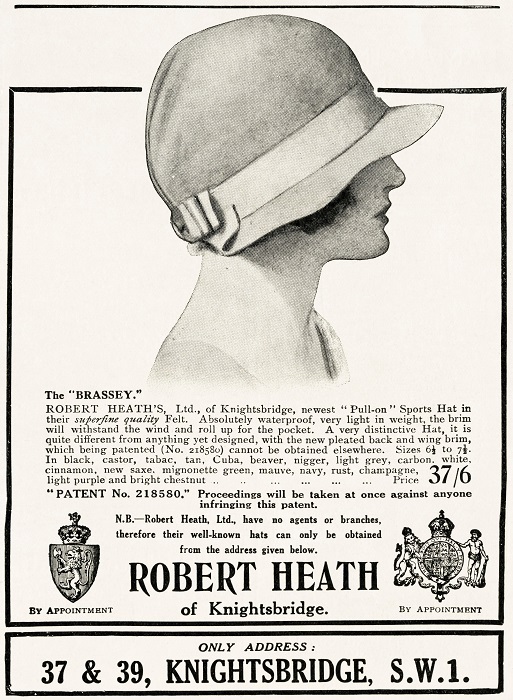 Advert for Robert Heath Hats...Ada Mackenzie sourced hats from Robert Heath of Knightsbridge, London