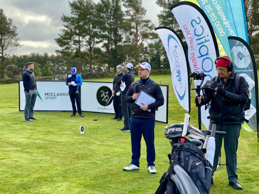 Photograph of Ian Waterhouse presenting live coverage of the inaugural 2020protour event, by kind permission of ContentLIVE Golf