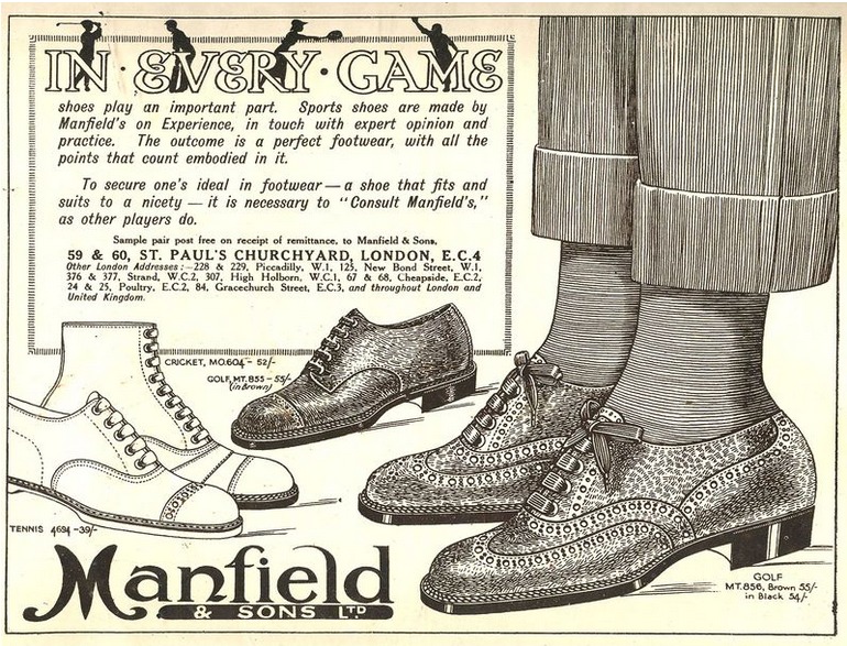 Ada Mackenzie sourced golf shoes from Manfield & Sons Ltd...advert kindly supplied by Margaret McLaren