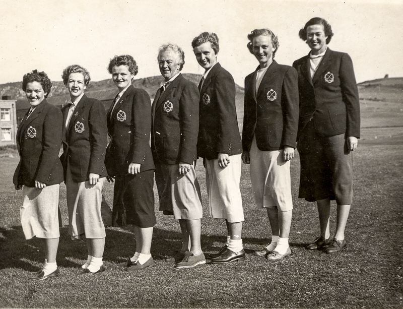 Canadian Commonwealth Team 1953...L-R Marlene Stewart, Daintry Chisholm, Babs Davies, Ada Mackenzie, Mary Gay, Margaret Todd, Mary Pyke (Photograph kindly supplied by Margaret Auld, Archivist, Ladies' Golf Club of Toronto)