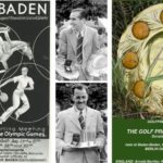 A collage...Poster Advertising Baden-Baden International Sporting Meeting, Photo of Arnold Bentley, Photo of Tommy Thirsk, Poster of Hitler Trophy