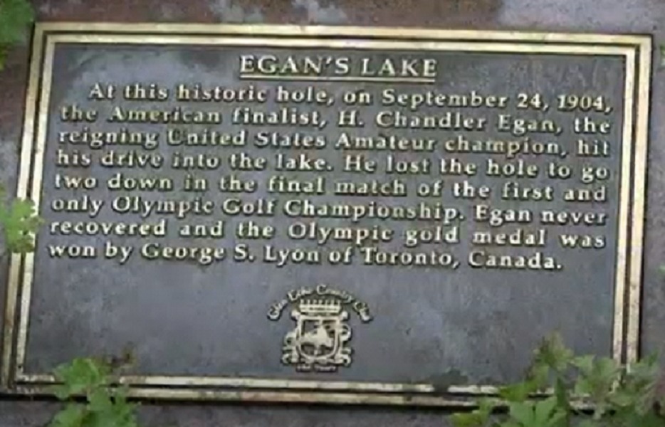 Plaque at Egan's Lake on the 15th hole, by kind permission of Glen Echo Country Club