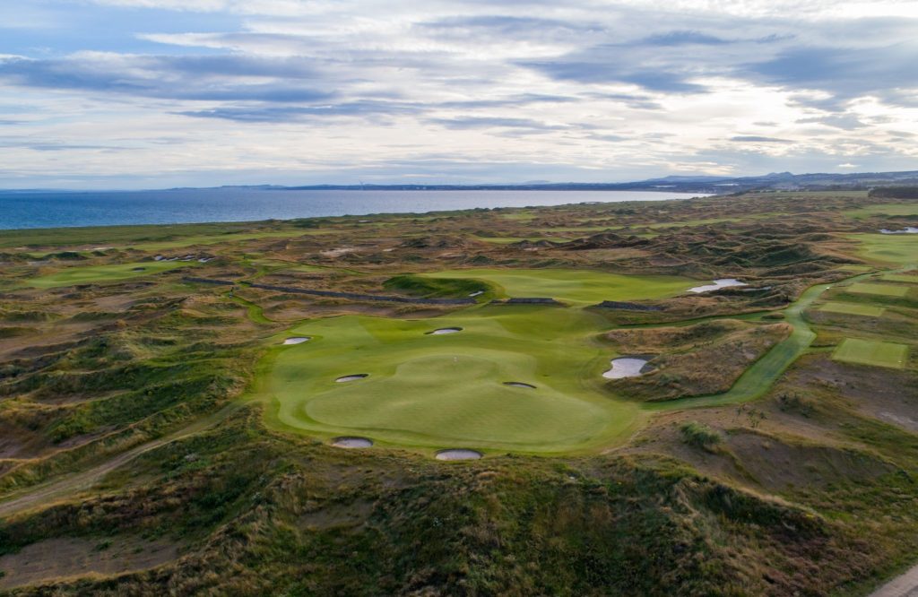 Stunning panoramic view from behind the 17th green ... photograph by kind permission of Dumbarnie Links