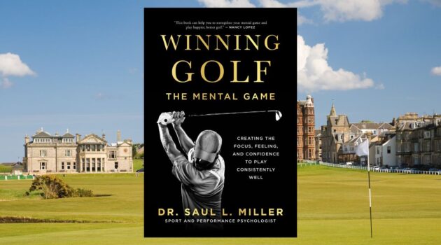 Image of the Winning Golf: The Mental Game Front Cover set against the backdrop of the 1st Hole at St Andrews