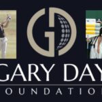 A collage of the Gary Foundation Logo, Gary Day playing and Gary Day at the 2006 Open Championship