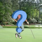 Featured image for Who is Jeff Knox? Background of the 12th hole at Augusta and in the foreground a golfer hidden by a Question Mark