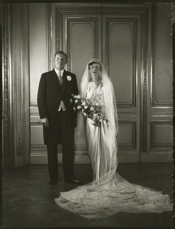 Photograph of Sir John Heathcoat-Amory and Joyce Wethered on their wedding day (6th January 1937)