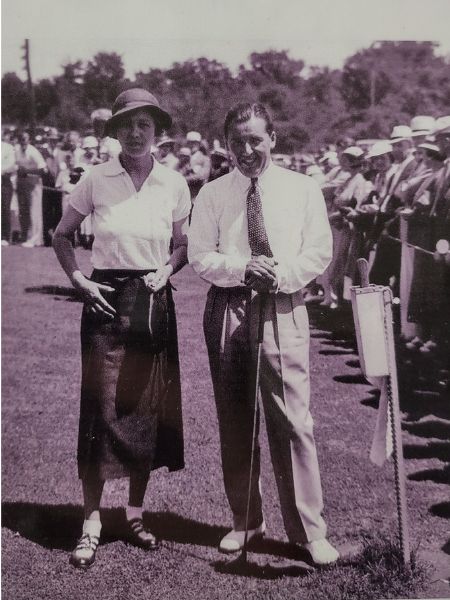 Joyce Wethered and Sam Parks Jr on the 1st tee ... photograph by kind permission of Riverside Golf, Cambridge Springs