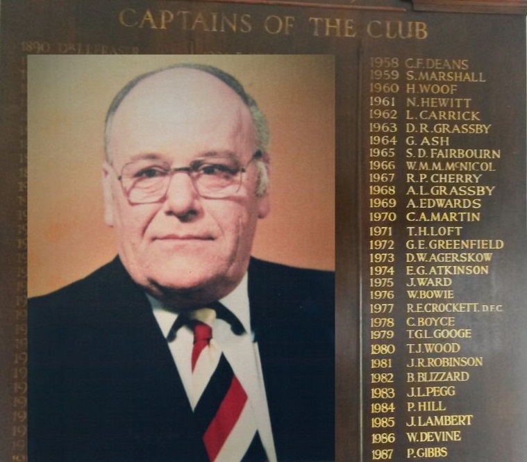 Photograph of Roy Edgar Crockett from 1977 and an extract of the Captains of the Club, highlighting Roy's tenure ... by kind permission of Beverley & East Riding Golf Club