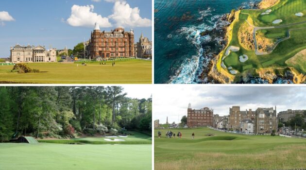 A Collage of Iconic Golf Holes ... 18th St Andrews (Top Left), 7th Pebble Beach (Top Right), 12th Augusta (Bottom Left), 17th St Andrews (Bottom Right)